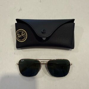 Ray-Ban Gold Frame Sunglasses with Black Case